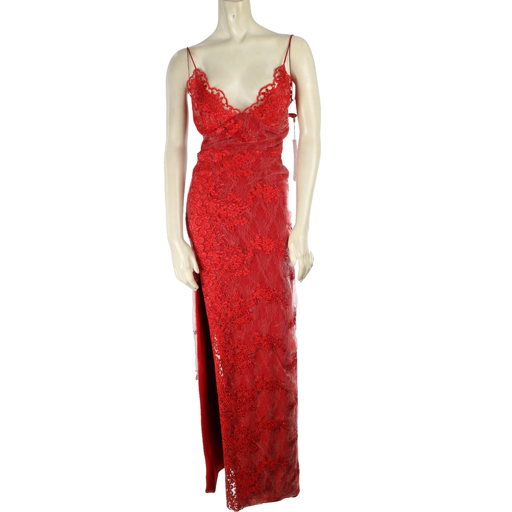 Gemeli Power Scarlet Red Lace Motel Jay Dress Sleeveless Long Maxi Gown Size 4